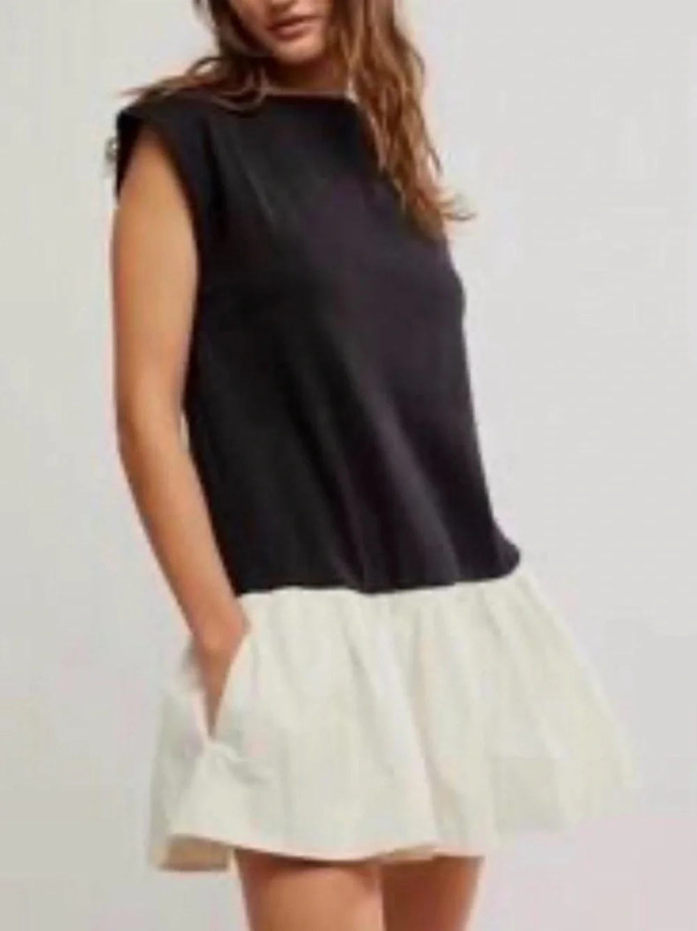 Free People Simply Smitten Mini Dress Black White Mixed Media OB1297645 XS
